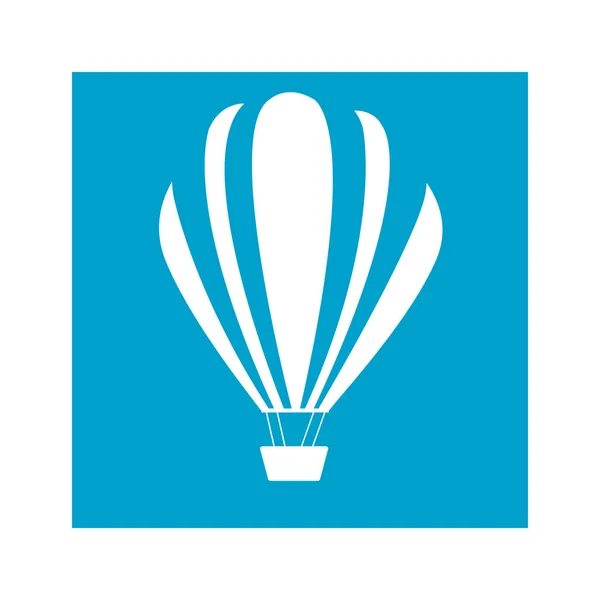 Blauwe vierkante frame met hete luchtballon — Stockvector