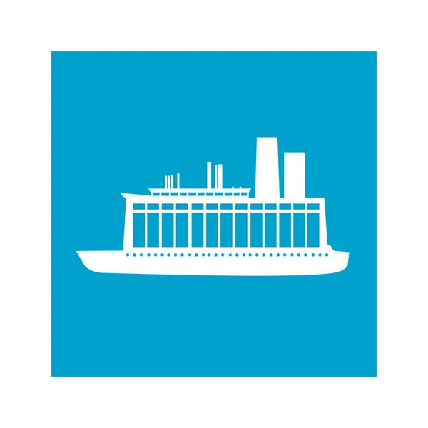 Cornice quadrata blu con nave da carico — Vettoriale Stock