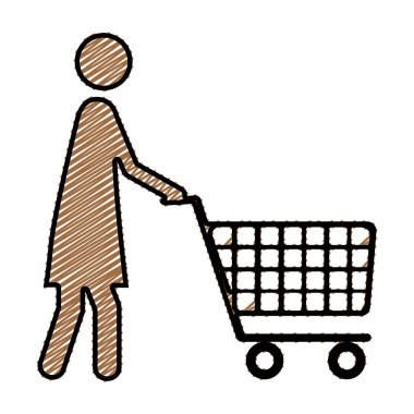 renk karakalem alışveriş sepeti ile piktogram kadın silüeti