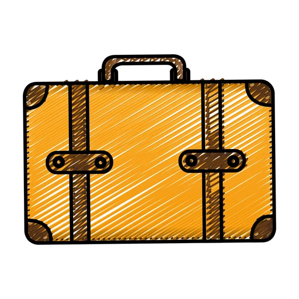 Color pencil drawing silhouette with leather suitcase — Stock Vector