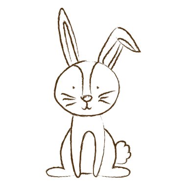 tek renkli el oturan bunny çizilmiş silueti