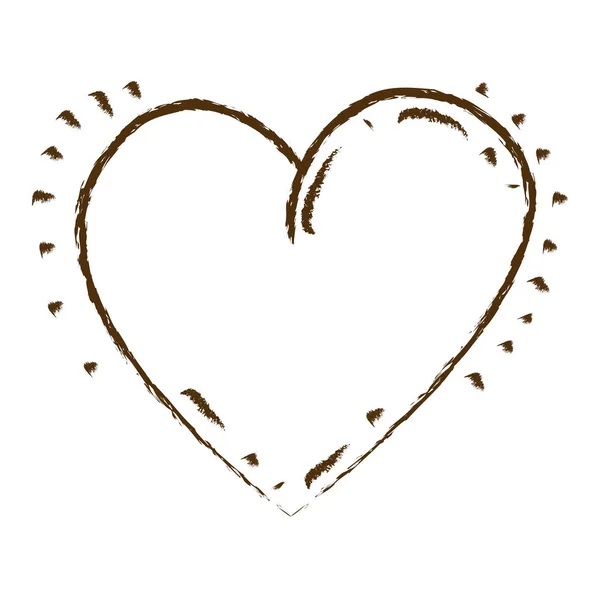Silueta dibujada a mano monocromática del icono del corazón — Vector de stock