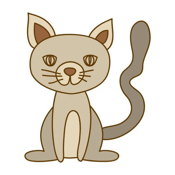 Világos színű kézzel rajzolt sziluettje macska ül — Stock Vector