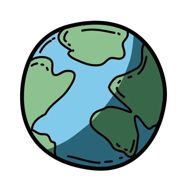 Silueta dibujada a mano de color claro de la esfera del mundo mapa con media sombra — Vector de stock