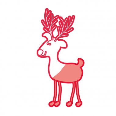 Kırmızı siluet karikatür komik Ren geyiği stand