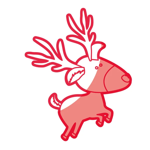 漫画驯鹿跳跃的红色轮廓 — 图库矢量图片