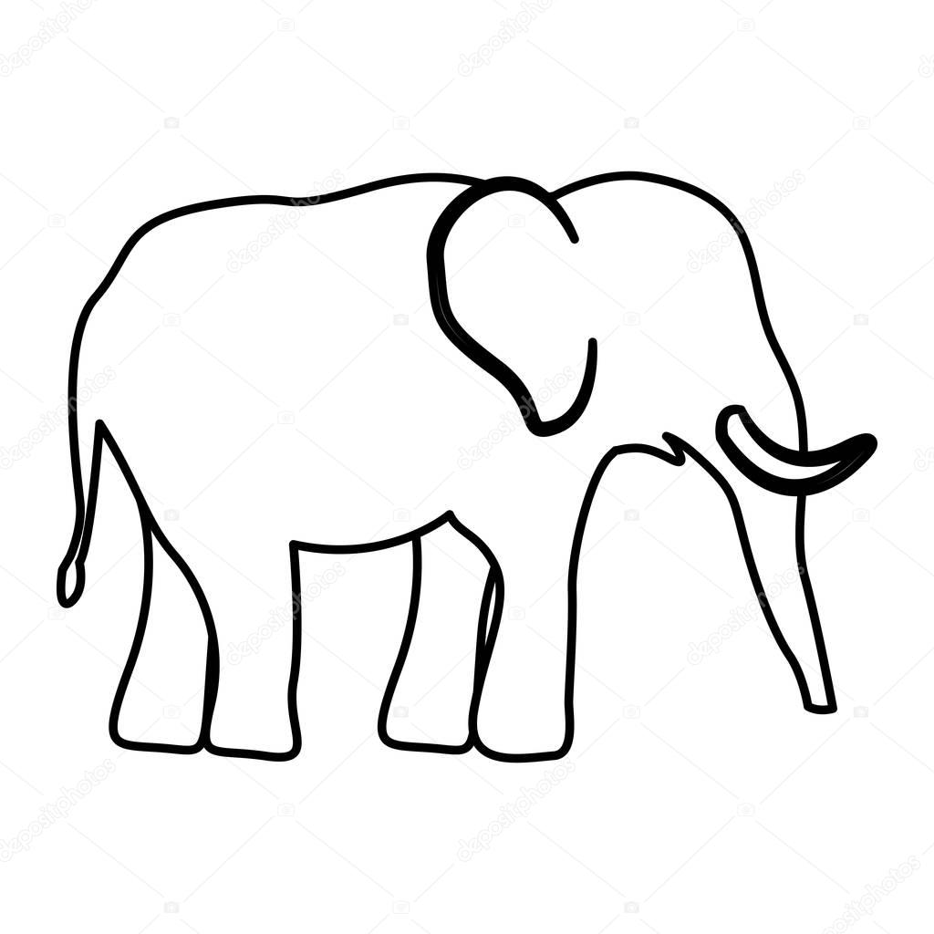 Elefante silueta para colorear | Diseño de la silueta del elefante