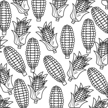 corncobs deseni ile siyah siluet