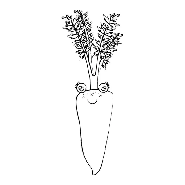 Монохромный размытый силуэт карикатурного морковного растения — стоковый вектор