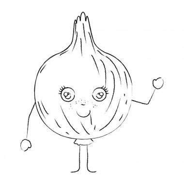 tek renkli siluet soğan karikatür bulanık