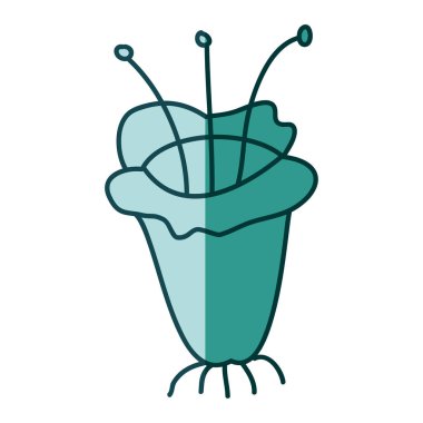 suluboya el çiçek silüeti içinde closeup aquamarine üzerinde çekilmiş