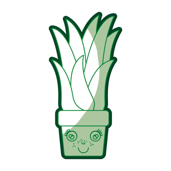 Grüne Silhouette der Karikatur einer Maispflanze im Blumentopf — Stockvektor
