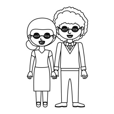 siluet toplanan saç ve kıvırcık adam alınan ellerle resmi elbiseli kadın yaşlı çift kroki