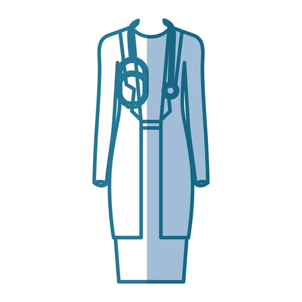 Azul silueta sombreado de la mujer médico ropa profesional — Vector de stock