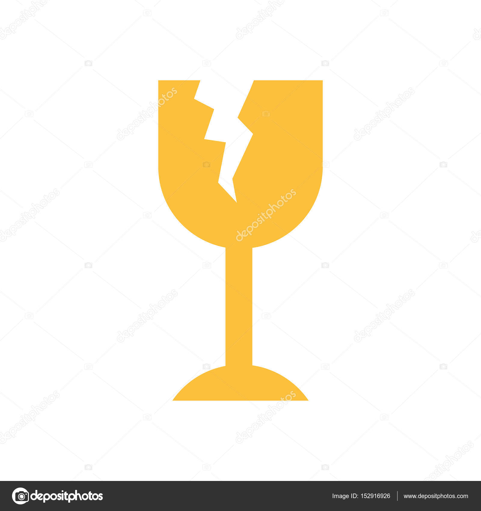 White background with fragile packaging symbol broken wine glass