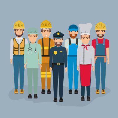 renk arka plan grup adam farklı meslekler ile