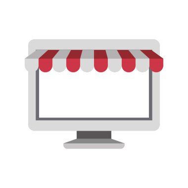 Beyaz arka plan ile masaüstü bilgisayar online mağaza