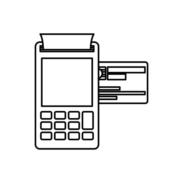 Μαύρη σιλουέτα του τερματικού με την πιστωτική κάρτα πληρωμής — Διανυσματικό Αρχείο