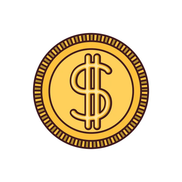 Białe tło z ikoną monety pieniądze z czarny kontur — Wektor stockowy