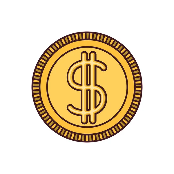 Fondo blanco con moneda de dinero icono con contorno negro — Vector de stock