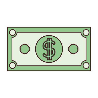 renkli silhouette dolarlık banknot ve siyah kontur