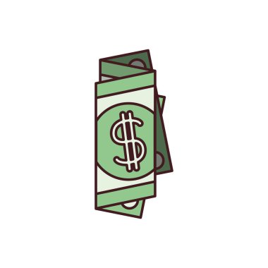 Birçok parçalar ve siyah kontur katlanmış bill ile renkli siluet