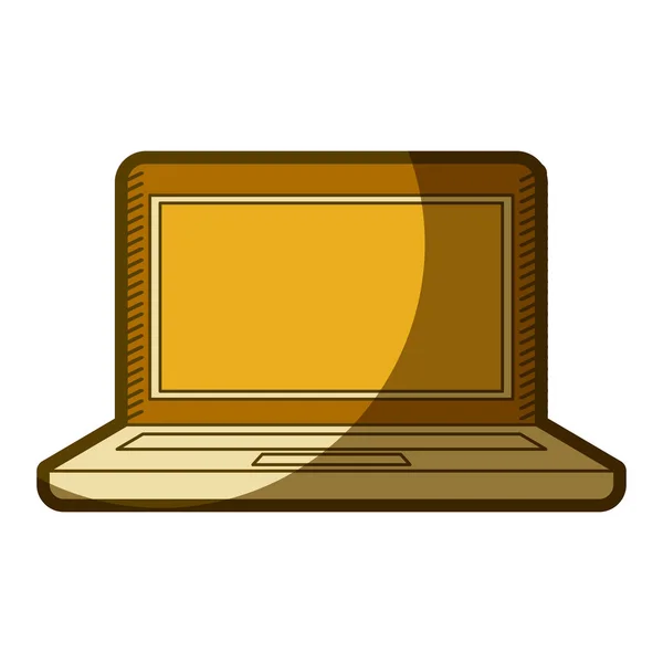 Silueta amarilla envejecida del ordenador portátil — Archivo Imágenes Vectoriales