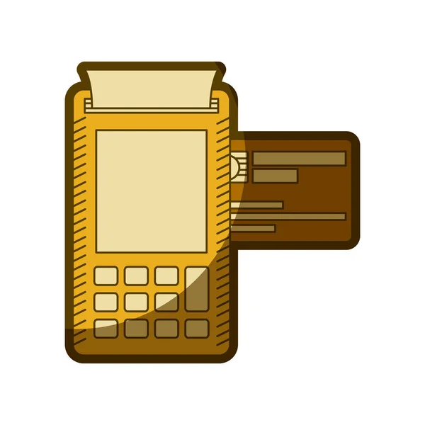 Silhueta amarela envelhecida do terminal de pagamento com cartão de crédito —  Vetores de Stock