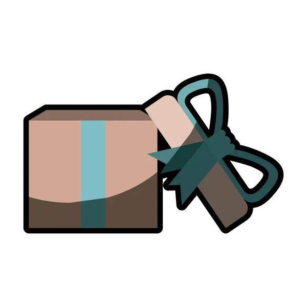 Caja de regalo abierta de colores con cinta decorativa y moño con media sombra — Vector de stock