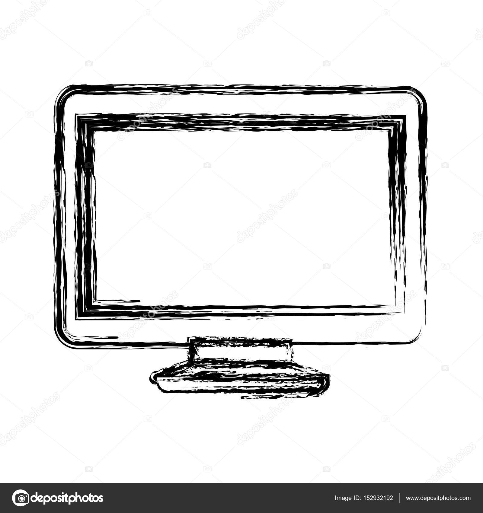 液晶モニターの白黒のぼやけたシルエット ストックベクター C Grgroupstock