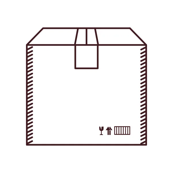 Silhouette monochrome avec boîte en carton scellé — Image vectorielle