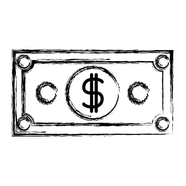 Zwart-wit silhouet van dollarbiljet wazig — Stockvector