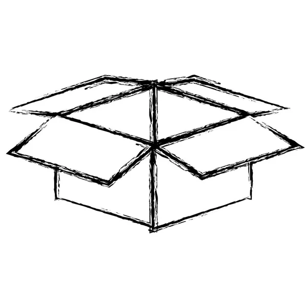 Silueta borrosa monocromática de caja de cartón abierta — Archivo Imágenes Vectoriales