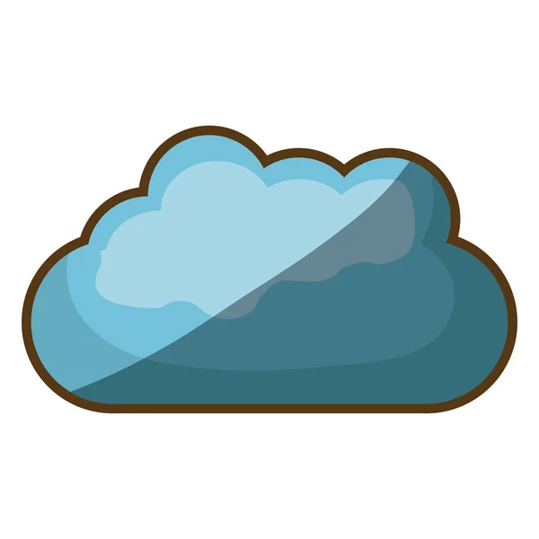 Colorido contorno grueso de nube azul con media sombra — Vector de stock