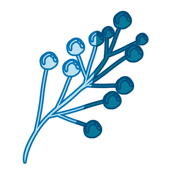 Silhouette bleue de branche avec des bourgeons floraux — Image vectorielle