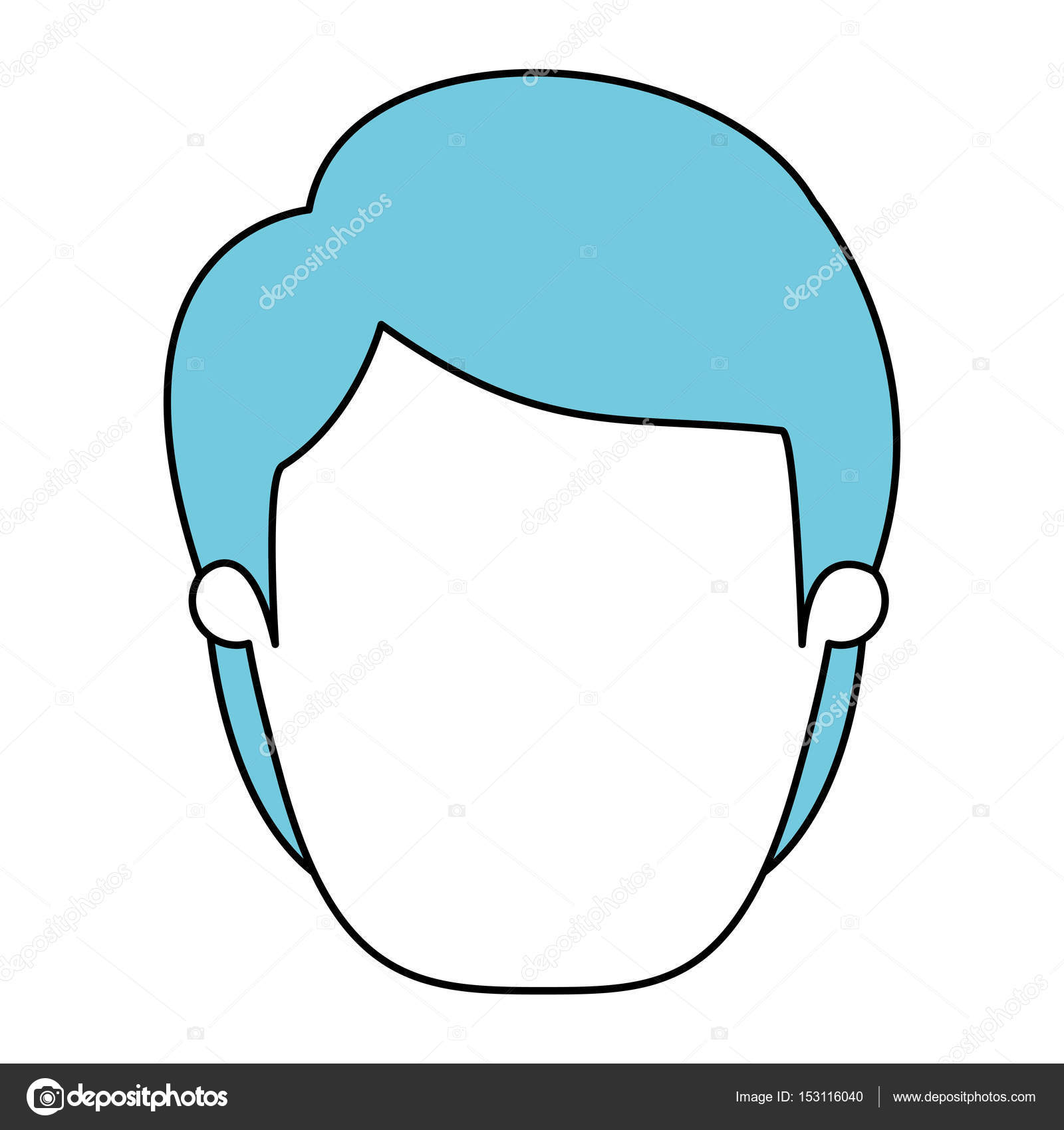 Silueta de dibujos animados vista frontal sin rostro hombre con peinado  azul vector, gráfico vectorial © grgroupstock imagen #153116040