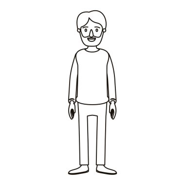 siluet çizgi film tam vücut adam giyim ile sakallı