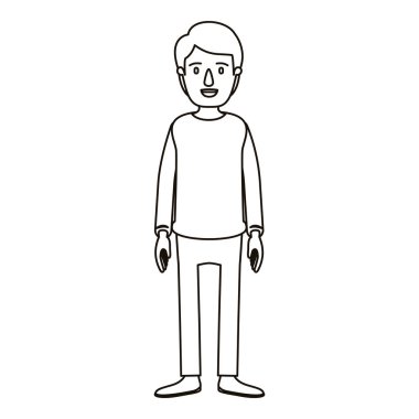 saç ve giyim siluet çizgi film tam vücut adam