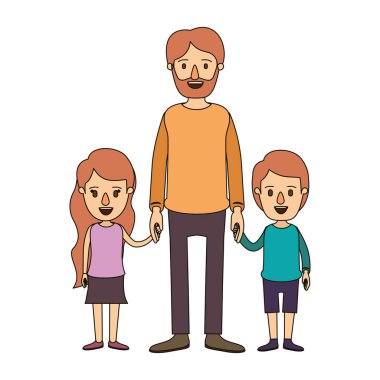 renk resim karikatür tam vücut sakallı adam kız ve erkek ile el ele