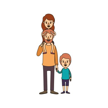 renk resim karikatür kız onun arka ve eller alınan çocuk ile baba sakallı