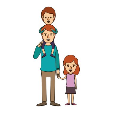 renk resim karikatür baba onun sırt ve eller alınan kız çocuğu ile