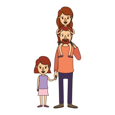 renk resim karikatür baba ile kızı geri ve eller alınan kız
