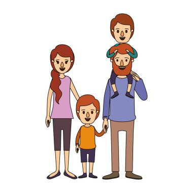 Resim karikatür aile anne arka ve eller alınan kız çocuğu ile renk