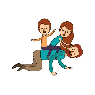 renk resim karikatür at sırtında oynayan çocuk ile baba sakallı