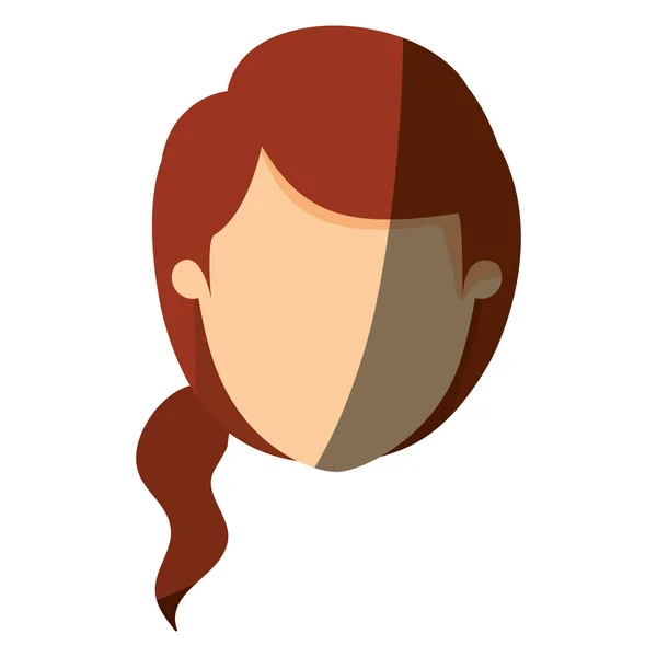 Kızıl at kuyruğu yan saçlı renkli görüntü gölgelendirme Önden Görünüm meçhul closeup kadın — Stok Vektör