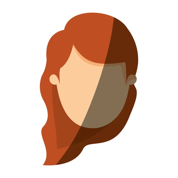 Kleur beeld arcering vooraanzicht anonieme vrouw met haar bruin golvende zijde — Stockvector