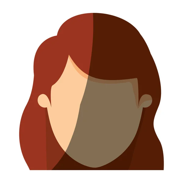 Barevný obrázek stínování pohled zepředu anonymní closeup žena s kaštanové vlnité vlasy — Stockový vektor