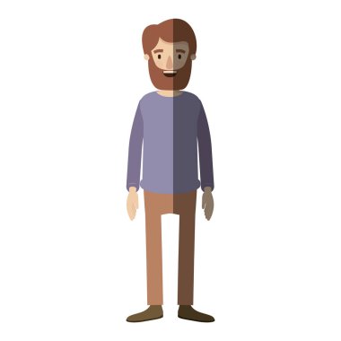 açık renk gölgelendirme karikatür tam vücut adam sakal ve bıyıkla giyim