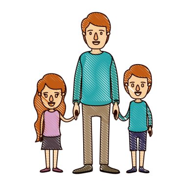 renk mum boya şerit çizgi film tam vücut adam kız ve erkek ile el ele