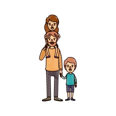 renk mum boya şerit çizgi film kız onun arka ve eller alınan çocuk ile baba sakallı